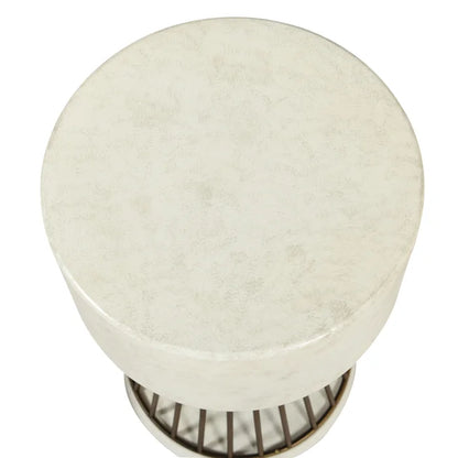 Norman Wyatt Home Cement White Pedestal Table – Modern Round Accent Table