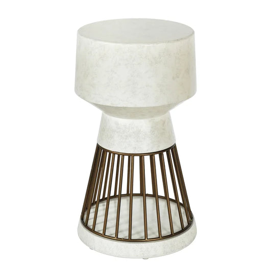 Norman Wyatt Home Cement White Pedestal Table – Modern Round Accent Table