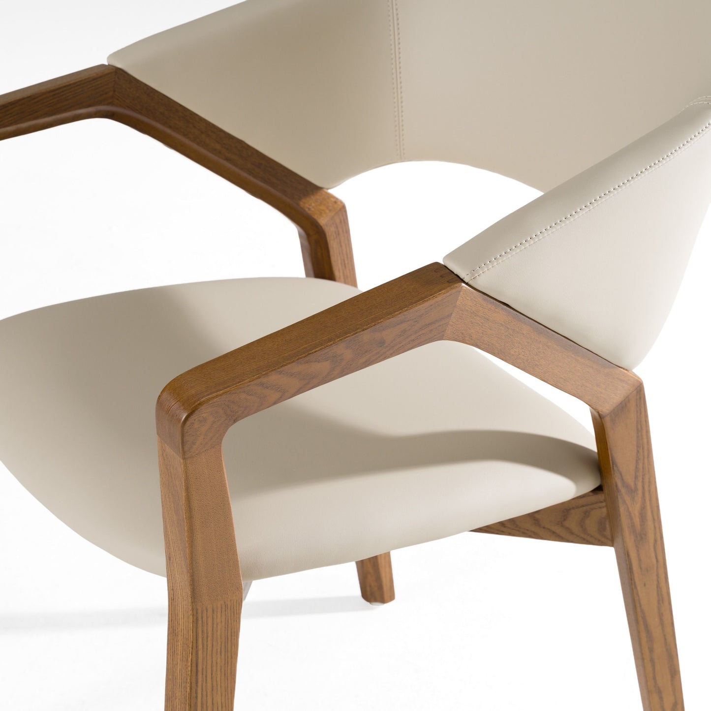 Modrest Ocasio Mid-Century Modern Cream Vegan Leather + Walnut Dining Chair | Elegant Dining Room Seating