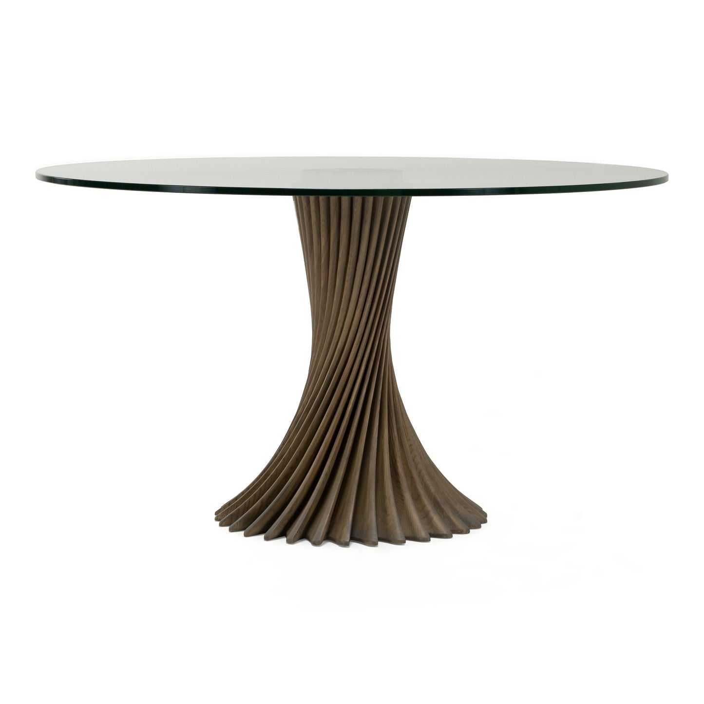 Ocasio Modern Glass and Grey Ash Round Dining Table