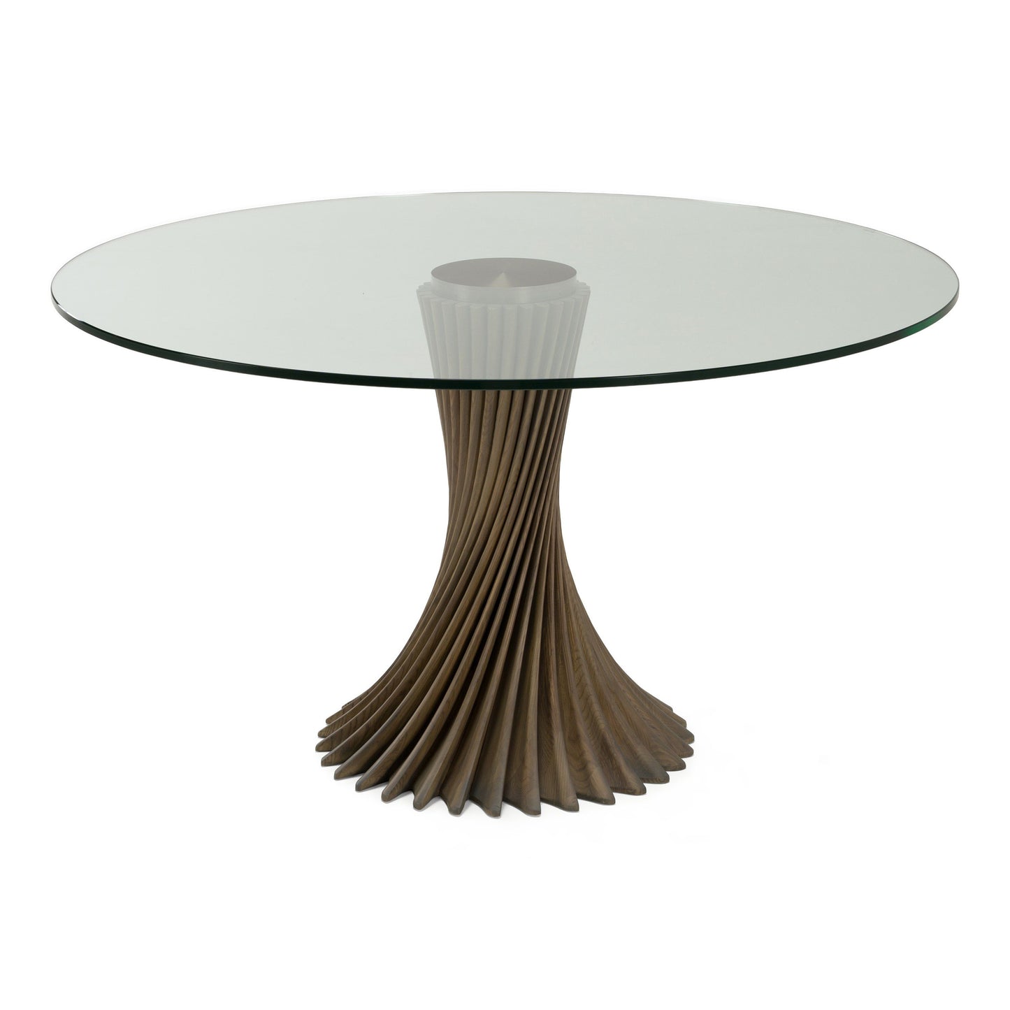 Ocasio Modern Glass and Grey Ash Round Dining Table