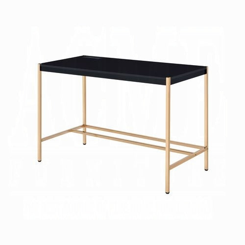 Midriaks Writing Black & Gold Finish Desk W/USB