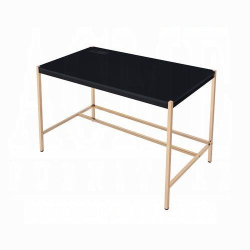 Midriaks Writing Black & Gold Finish Desk W/USB