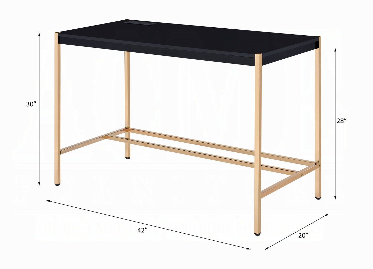 Midriaks Writing Black & Gold Finish Desk W/USB