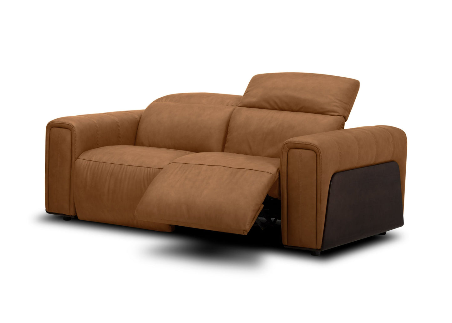 Divani Casa Sandstone Modern Brown Leather Recliner Sofa Set Electric Comfort Redefined