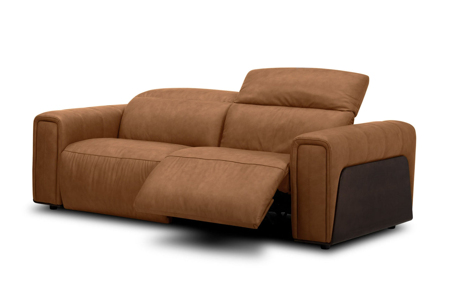 Divani Casa Sandstone Modern Brown Leather Recliner Sofa Set Electric Comfort Redefined