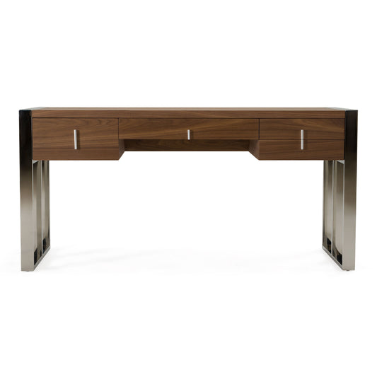 Orcutt Walnut Desk with Stainless Steel Legs