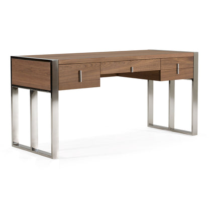Orcutt Walnut Desk with Stainless Steel Legs