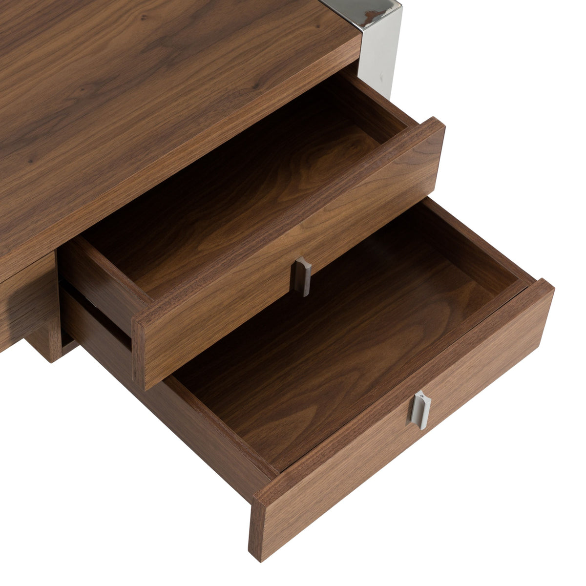 Orcutt Walnut Desk with Stainless Steel Legs