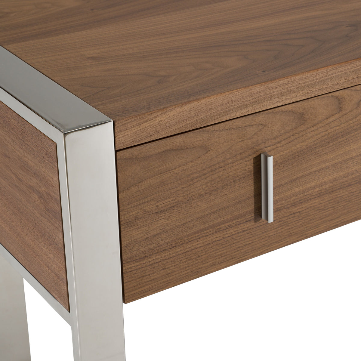 Orcutt Walnut Desk with Stainless Steel Legs