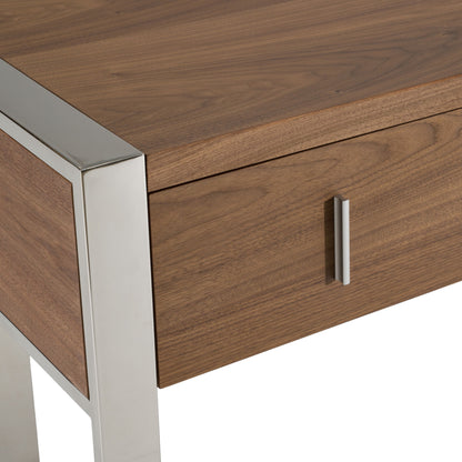 Orcutt Walnut Desk with Stainless Steel Legs