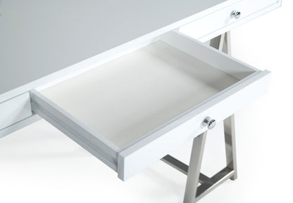 Ostrow White and Stainless Steel Rectangular Desk