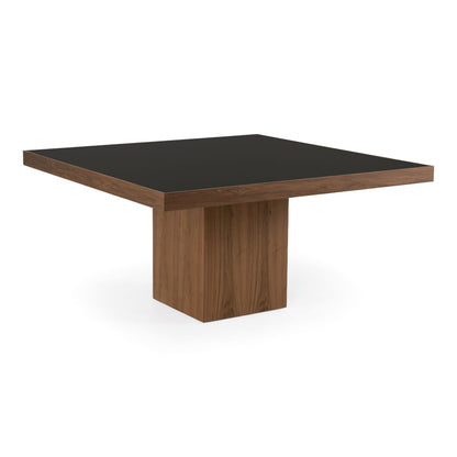 Osuna Black Glass and Walnut Dining Table