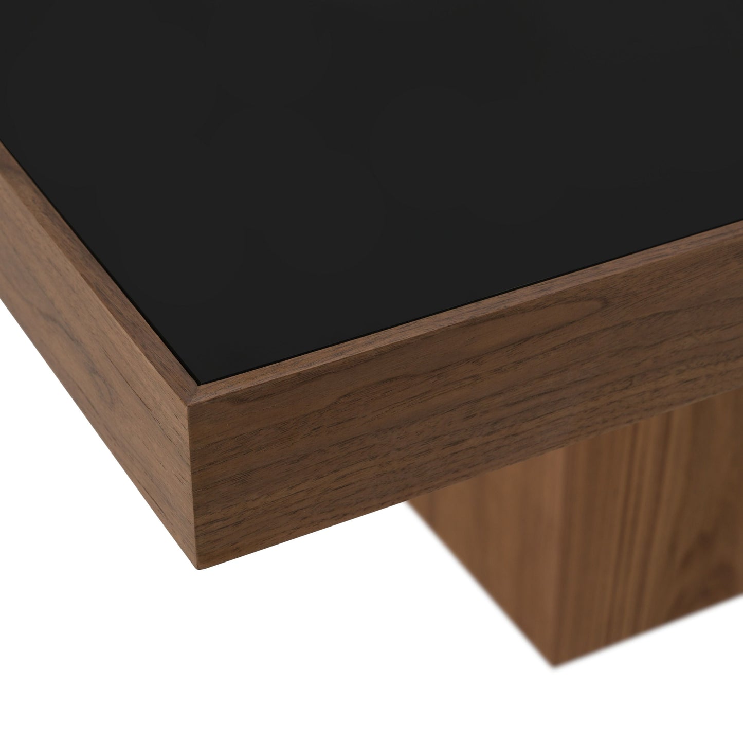 Osuna Black Glass and Walnut Dining Table