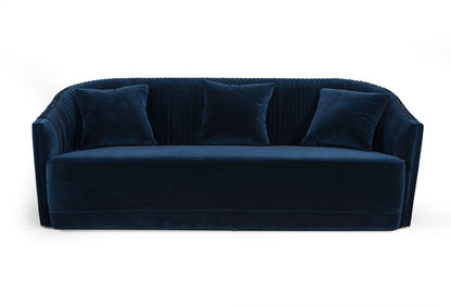 Divani Casa Palomar Modern Blue Velvet & Brass Sofa - Luxurious and Elegant Seating for Your Living Room