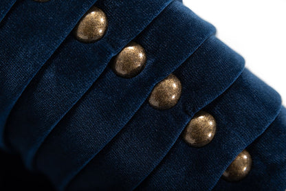 Divani Casa Palomar Modern Blue Velvet & Brass Sofa - Luxurious and Elegant Seating for Your Living Room