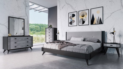 Panther Grey and Black Six Drawer Dresser