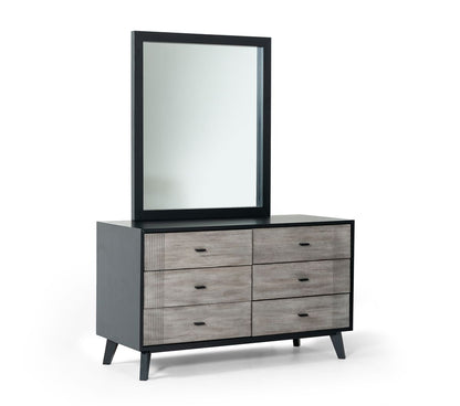 Panther Grey and Black Six Drawer Dresser