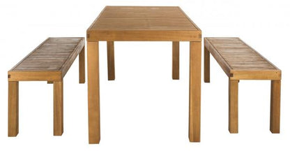 Dario 3-Piece Outdoor Dining Set with Two Benches - Stylish & Functional Patio Furniture for Outdoor Meals