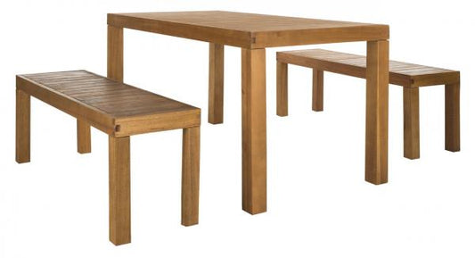 Dario 3-Piece Outdoor Dining Set with Two Benches - Stylish & Functional Patio Furniture for Outdoor Meals