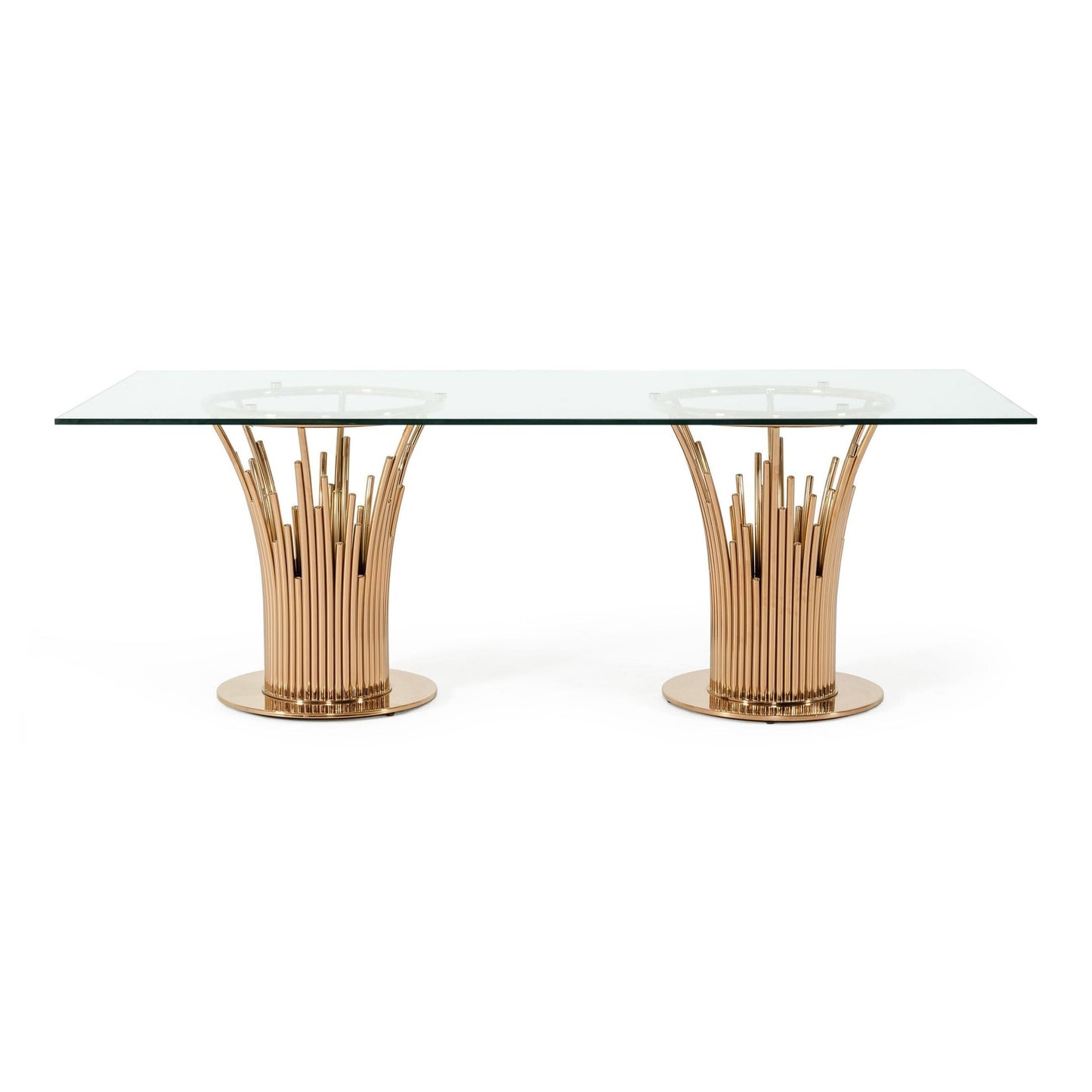Paxton Glass and Rose Gold Dining Table