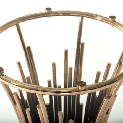 Paxton Round Glass and Rose Gold Dining Table