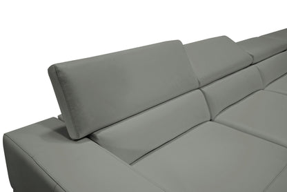 Divani Casa Pella Modern Grey Italian Leather U-Shaped Sectional Sofa – Stylish Comfort for Contemporary Living