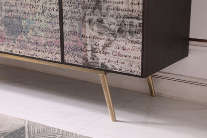 Phelan Smoked Ash and Brass 3-Door Buffet
