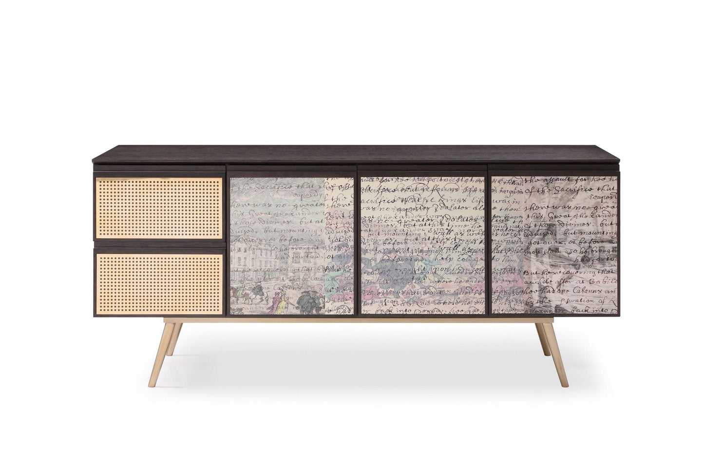 Phelan Smoked Ash and Brass 3-Door Buffet