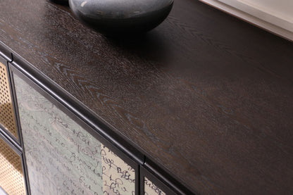 Phelan Smoked Ash and Brass 3-Door Buffet