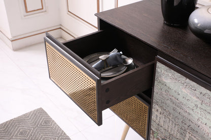 Phelan Smoked Ash and Brass 3-Door Buffet