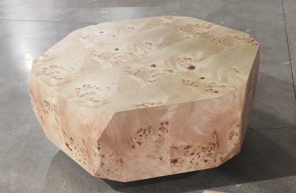 Modrest July Modern Mapa Burl Round Coffee Table – A Stunning Piece That Combines Natural Elegance with Contemporary Design.