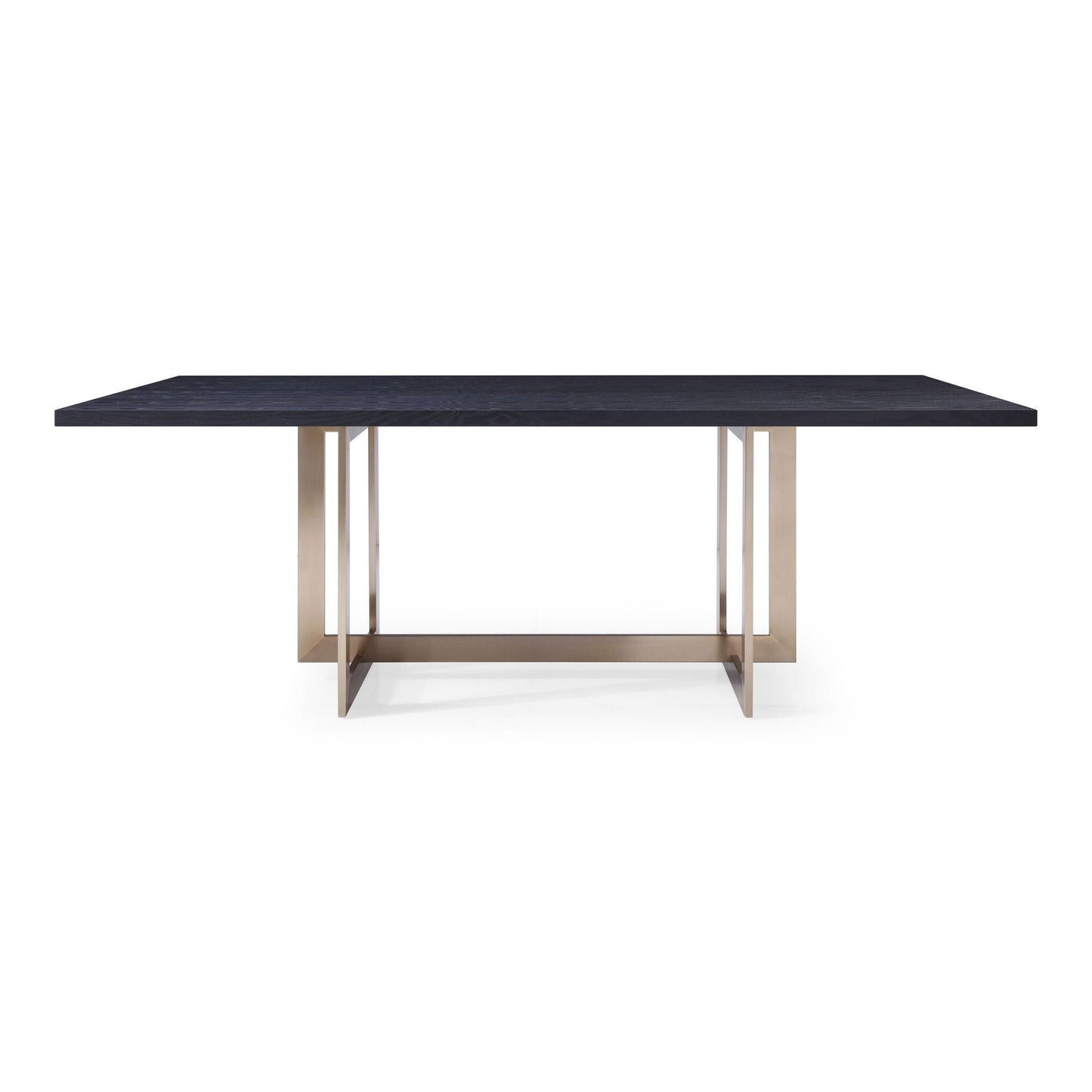 Pike Black Ash and Brass Rectangular Dining Table