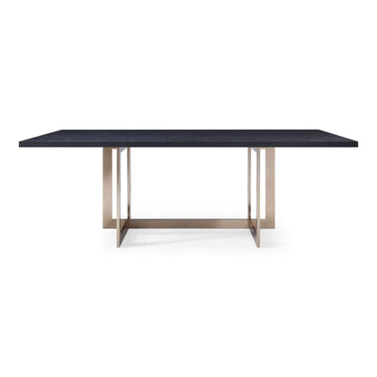 Pike Black Ash and Brass Rectangular Dining Table