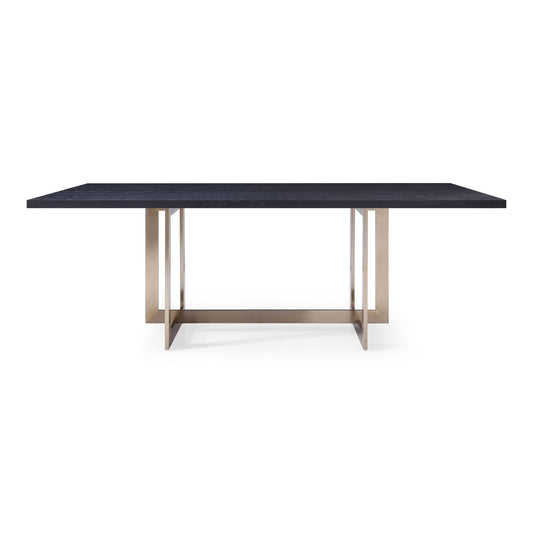 Pike Black Ash and Brass Rectangular Dining Table