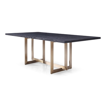 Pike Black Ash and Brass Rectangular Dining Table