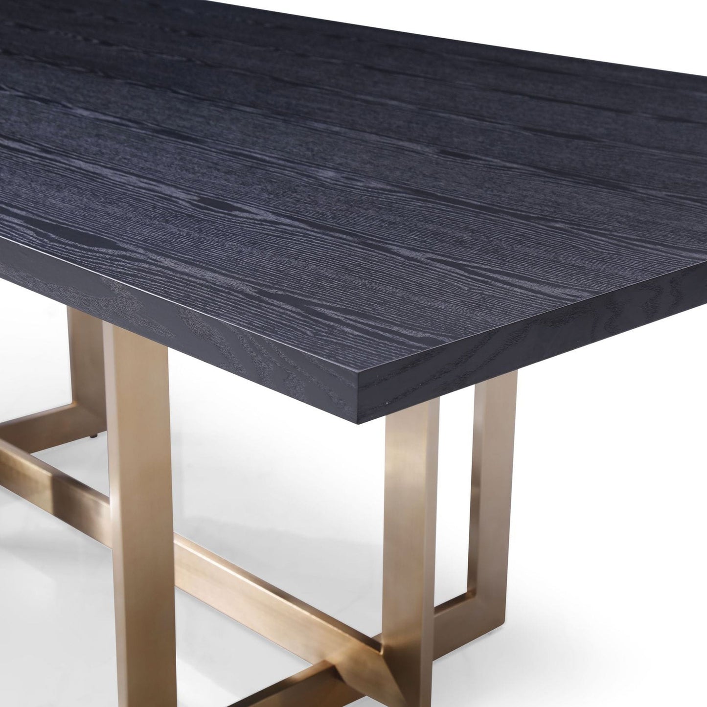 Pike Black Ash and Brass Rectangular Dining Table