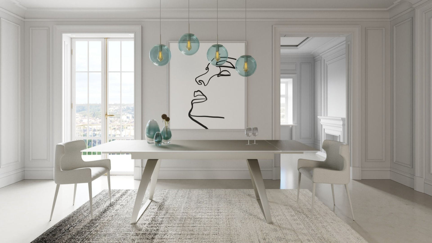 Pittson Extendable Grey Glass Dining Table