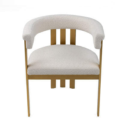 Modrest Pontiac - Modern Beige Sherpa & Gold Dining Chair