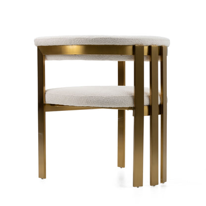 Modrest Pontiac - Modern Beige Sherpa & Gold Dining Chair