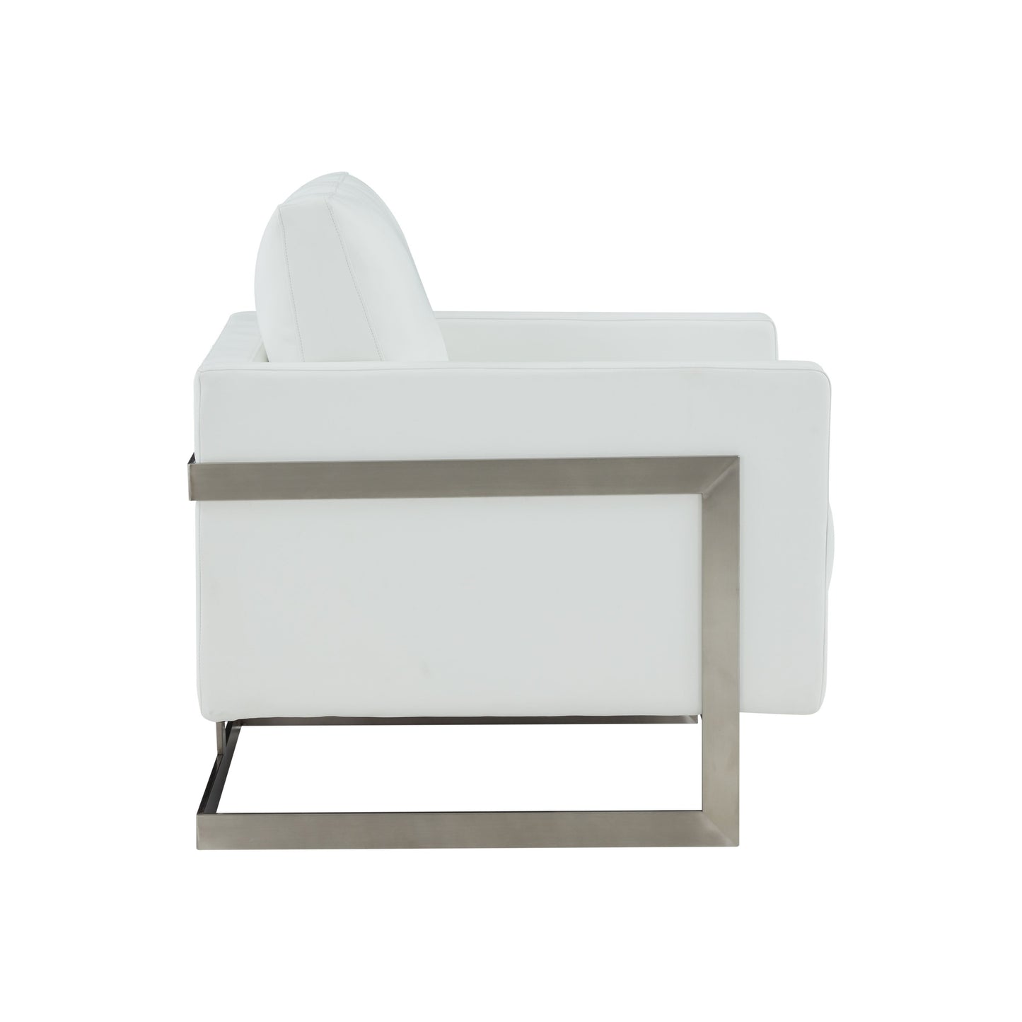 Modrest Prince - Contemporary White + Silver Leather Accent Chair
