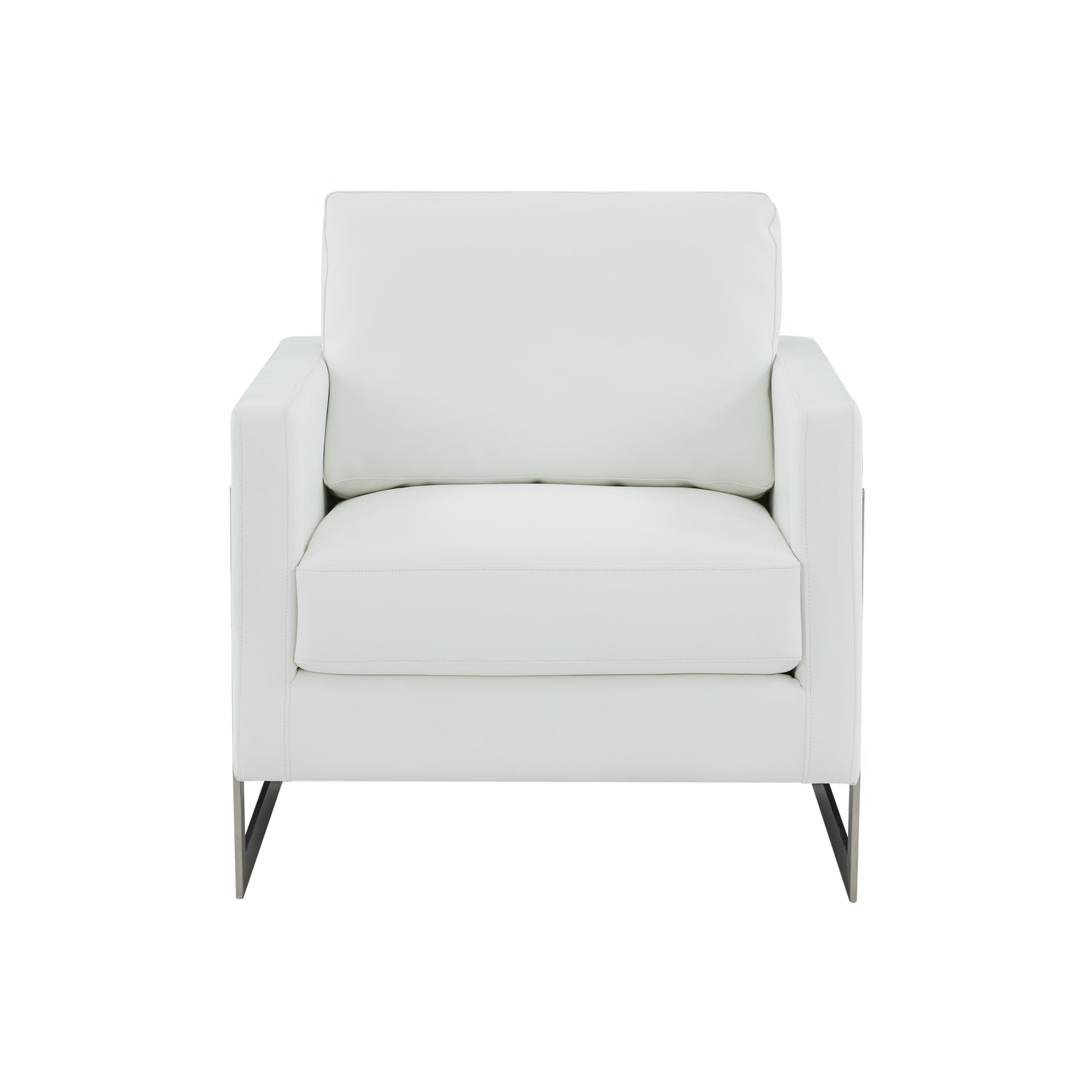 Modrest Prince - Contemporary White + Silver Leather Accent Chair