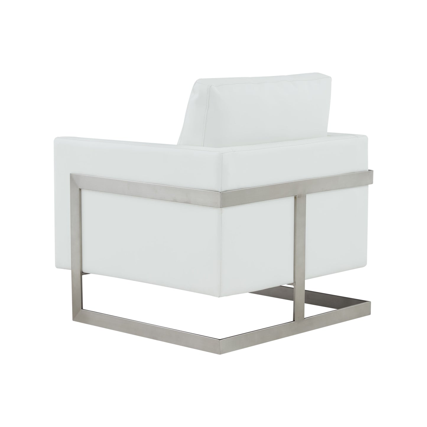 Modrest Prince - Contemporary White + Silver Leather Accent Chair