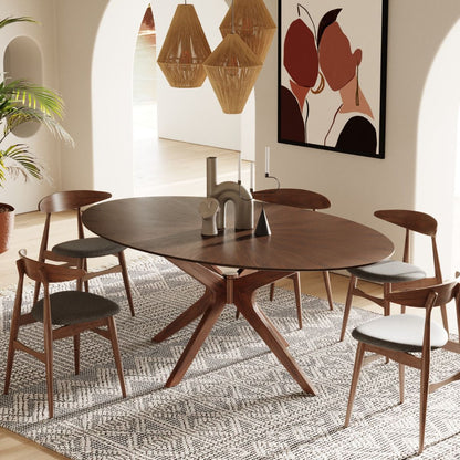 Prospect Oval Walnut Dining Table with Beveled Top and Solid Wood Base