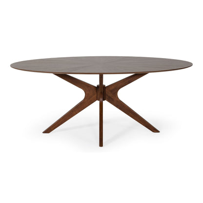 Prospect Oval Walnut Dining Table with Beveled Top and Solid Wood Base