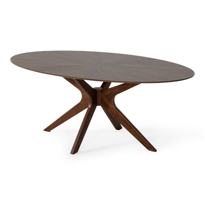 Prospect Oval Walnut Dining Table with Beveled Top and Solid Wood Base