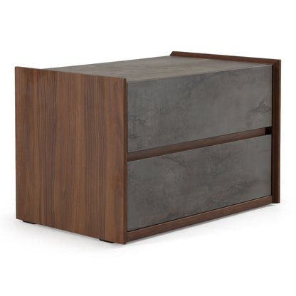Rado Walnut and Stucco Nightstand