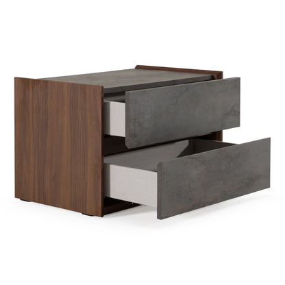 Rado Walnut and Stucco Nightstand