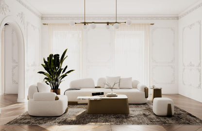 Yano Modern White Marble Antique Brass Coffee Table Set