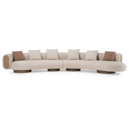 Divani Casa Raywood Modern Multicolored Bouclé Fabric & Ash Wood Sectional Sofa